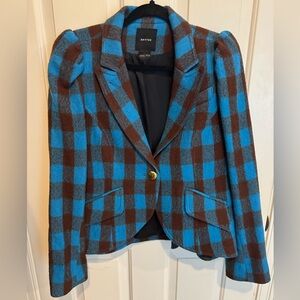 Smythe Teal & Brown Plaid Tailored Blazer
